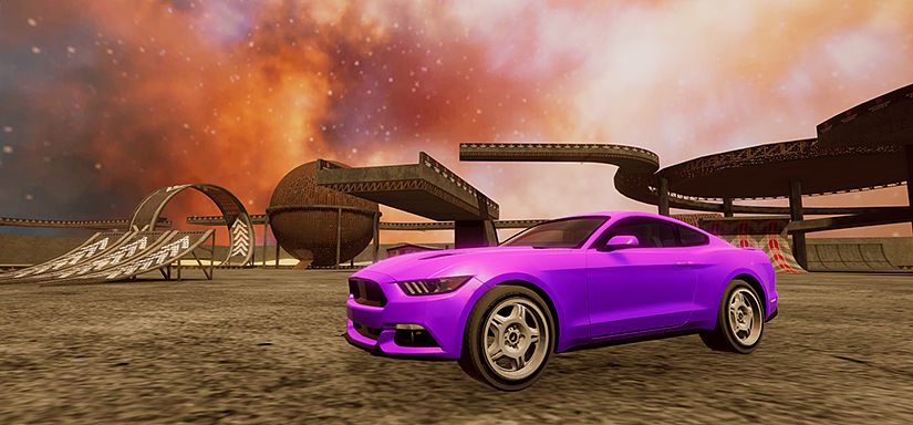 Crazy Car Stunts in Moon Cosmic Arena