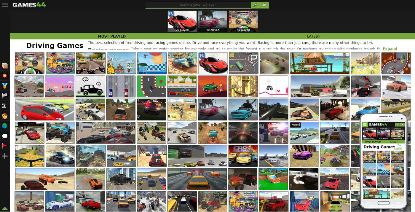 Games44 category page after redesign