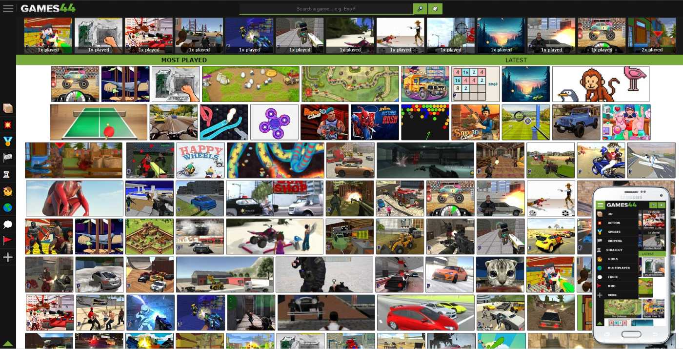 Games44 homepage agter redesign