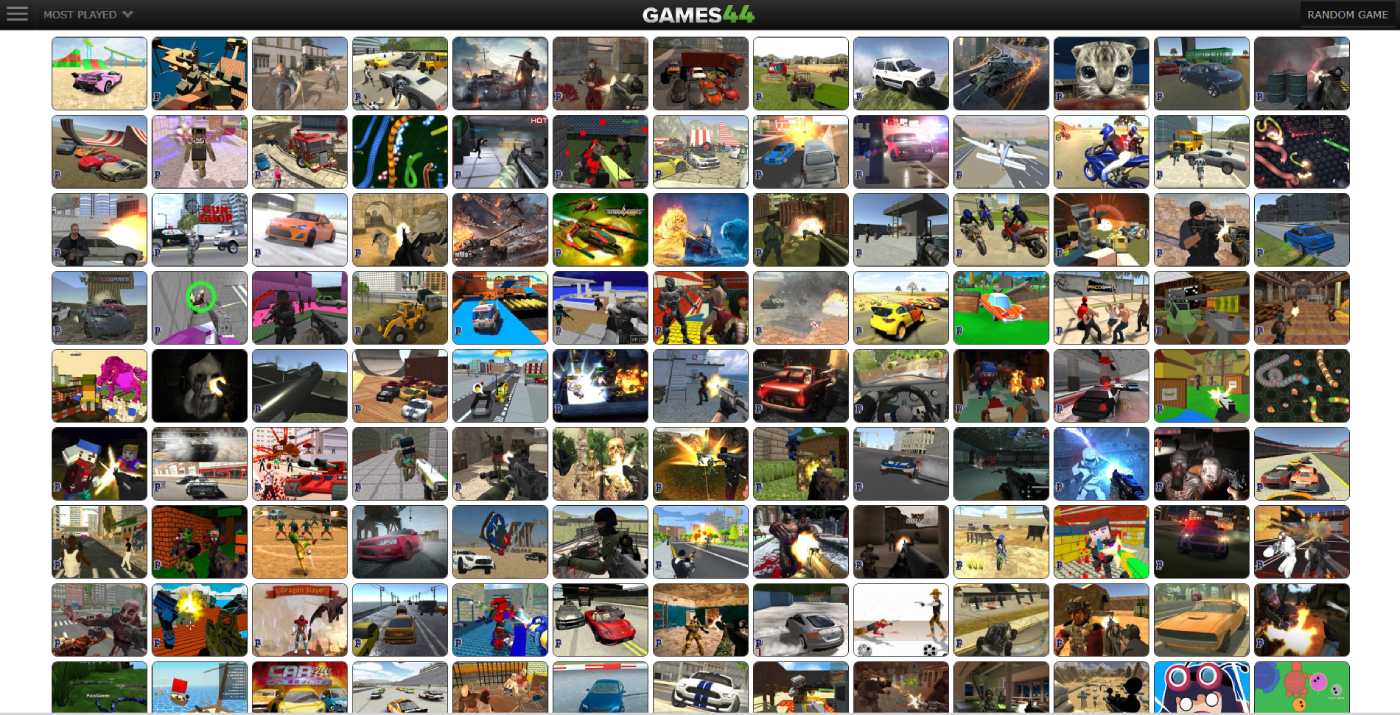Games44 homepage before redesign