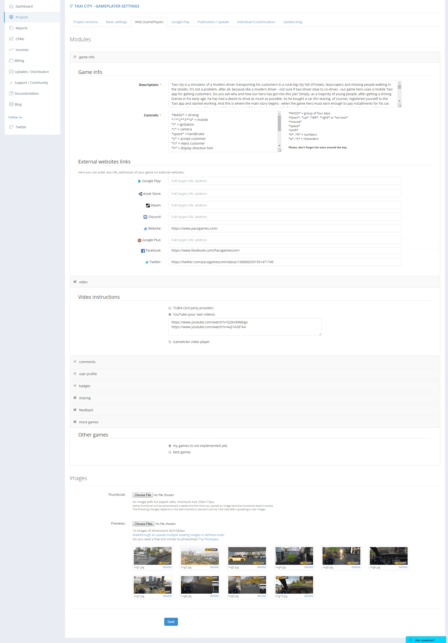 GameArter - gameplayer configuration